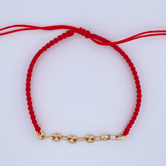Pulsera Tejida Roja GC 0.45gr / 4mm Oro Amarillo 18K &