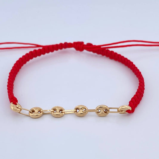 Pulsera Tejida Roja GC 0.6gr / Oro Amarillo 18K %
