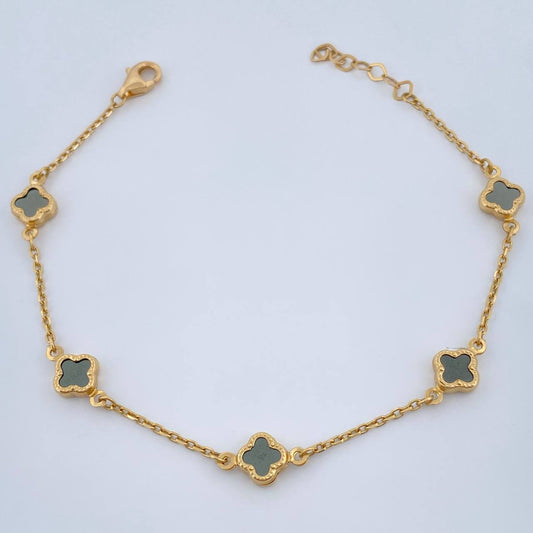 Pulso Trebol Aro Seguido 3.25gr / 18.8cm / 1mm Oro Amarillo +4 18K %