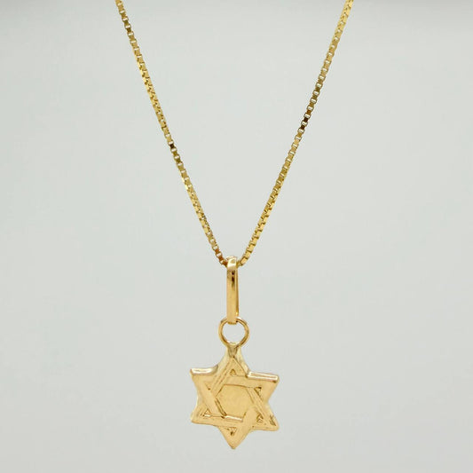 Set Cadena y Dije Veneciana + Estrella David 1.2gr / 45cm / 0.5mm Oro Amarillo 18K (Oferta) &