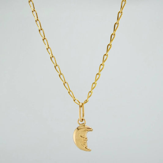 Set Cadena y Dije Espiga + Luna 2gr / 45.2cm / 1.21mm Oro Amarillo 18K (Oferta) &