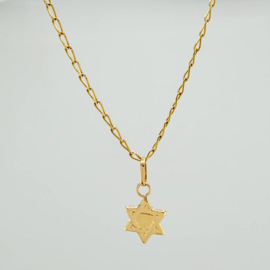 Set Cadena y Dije Espiga + Estrella David 1.95gr / 45.3cm / 1.22mm Oro Amarillo 18K (Oferta) &