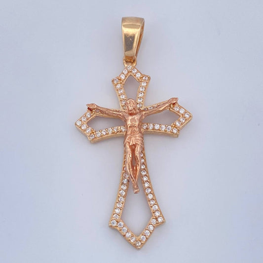 Dije Cruz Cristo 4.95gr / 4.5cm / Dos Oros Amarillo Rosa 18K %