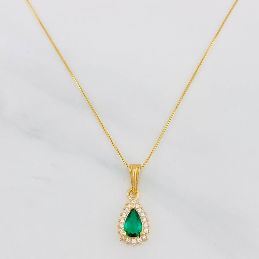 Set Cadena Veneciana + Dije Halo Gota / 2.15g / 50cm Oro Amarillo 18K