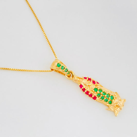 Set Cadena Veneciana + Dije Virgen Guadalupe / 2.4g / 50cm Oro Amarillo 18K
