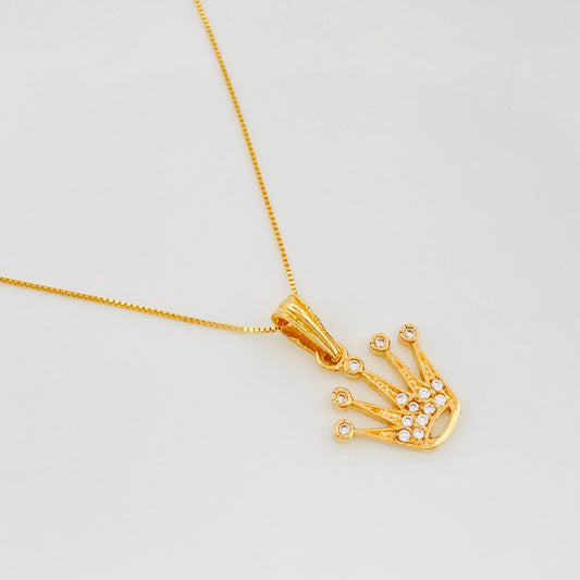 Set Cadena Veneciana + Dije Corona / 2.25g / 50cm Oro Amarillo 18K