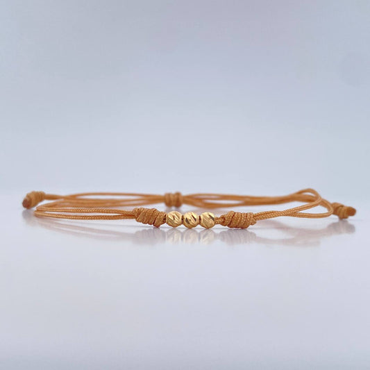 Pulsera Tejida Beige 0.15gr / 3mm Oro Amarillo 18K %