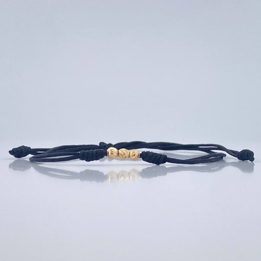 Pulsera Tejida Negra 0.15gr / 3mm Oro Amarillo 18K %
