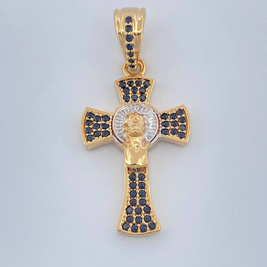 Dije Cruz Rostro Cristo 3.4gr / 3.3cm / Dos Oros Amarillo Blanco 18K %