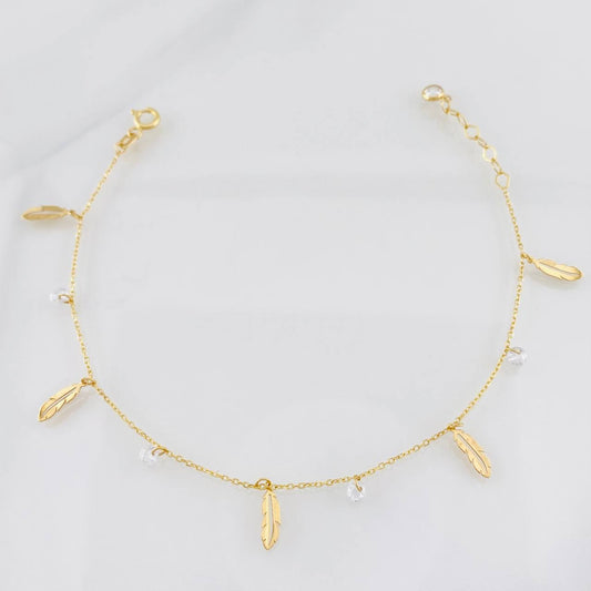 Pulso Aro Seguido Plumas 1.35g / 19.5cm / 0.8mm Oro Amarillo 18K