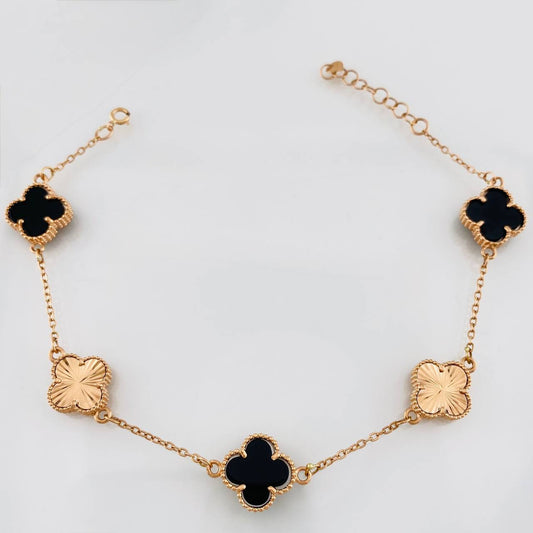 Pulso Trebol 7g / 21.5cm / 1.15mm Oro Rosa 18K