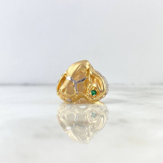 Anillo Novillo 10.85gr / T8 3/4 Circon Verde Dos Oros Amarillo Blanco ©