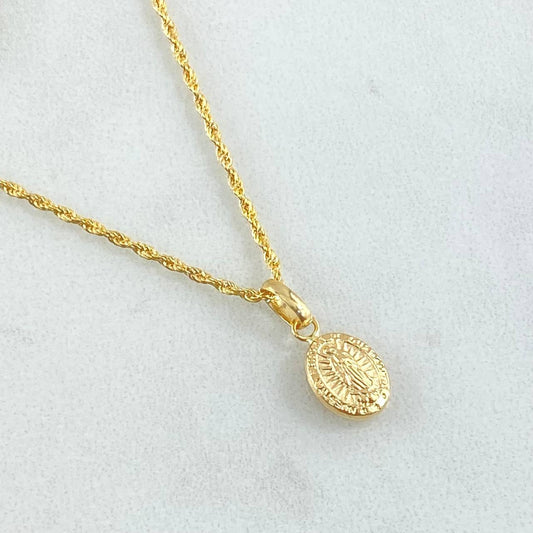Set Cadena y Dije Lazo + Virgen Guadalupe 1.4gr / Oro 18K (Oferta)