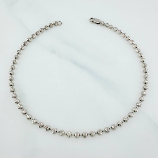 Tobillera Militar Media Luna 7.55 g / 25.2 cm / 3 mm Oro Blanco 18K