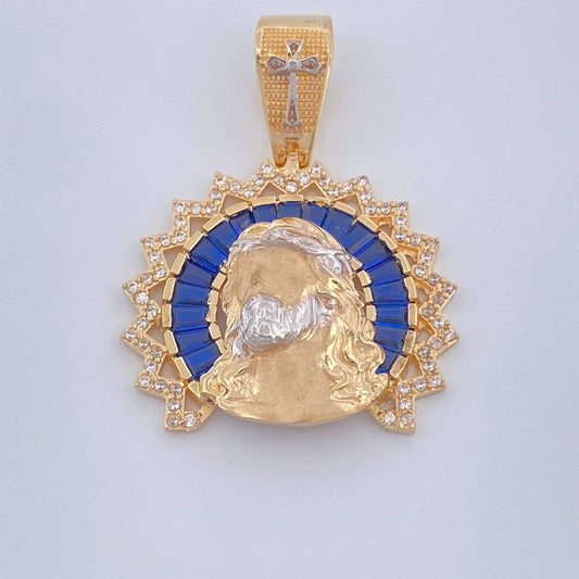Dije Cristo Rostro 7.5gr / 3.4cm / Dos Oros Amarillo Blanco 18K $