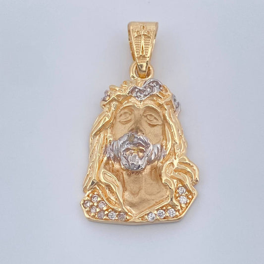 Dije Cristo Rostro 5.45gr / 3.4cm / Dos Oros Amarillo Blanco 18K $