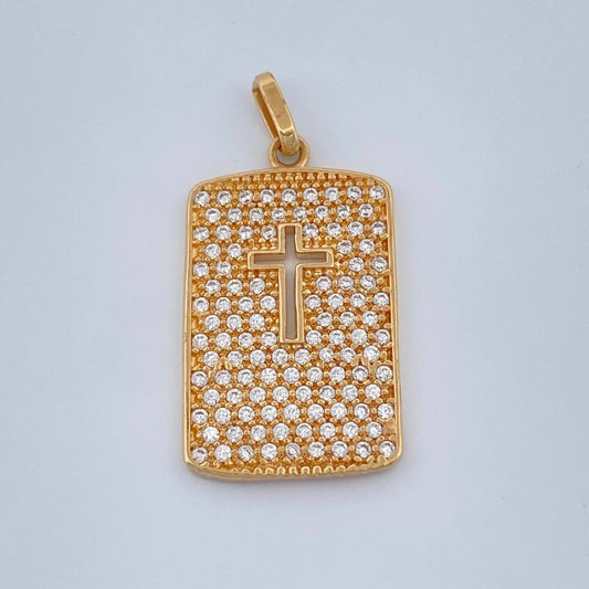 Dije Placa Cruz 2.6gr / 2.5cm / Oro Amarillo 18K %
