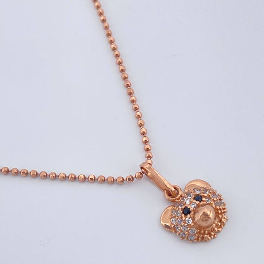 Set Cadena y Dije Militar + Rostro Oso 4.1gr / 49.8cm / 1mm Oro Rosa 18K (Oferta) %
