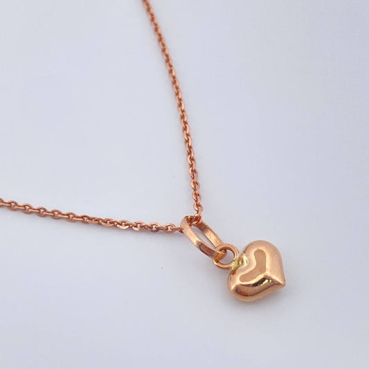 Set Cadena y Dije Aro Seguido + Corazón 2.1gr / 49.7cm / 1mm Oro Rosa 18K (Oferta) %