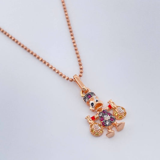 Set Cadena y Dije Militar + Pato Bolsas De Dinero 4.55gr / 50cm / 1mm Tres Oros 18K (Oferta) %