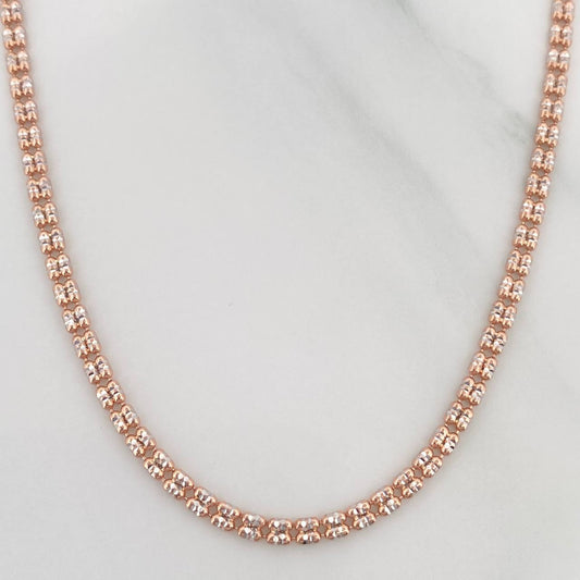 Cadena Ice 8.4 g / 60.5 cm / 2.2 mm Dos Oros Blanco Rosa 18K