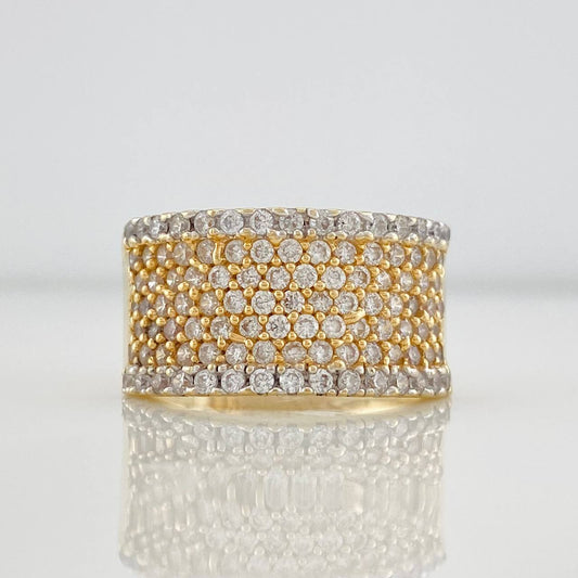 Anillo Real 7.6g / T8 1/4 Dos Oros Amarillo Blanco 18K