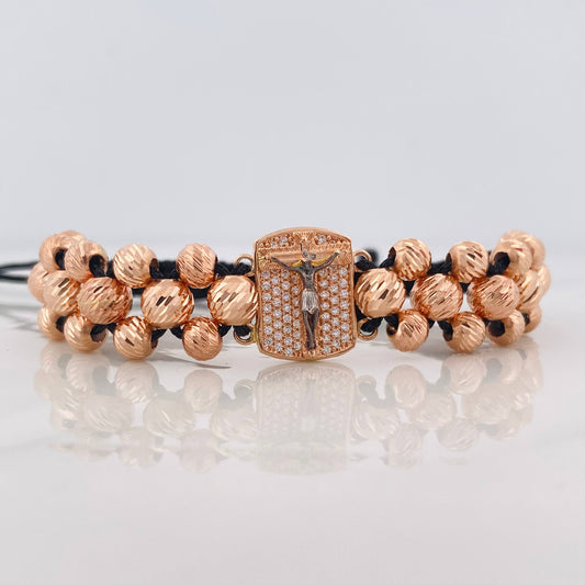 Pulsera Tejida Cruz Cristo Milagroso de Buga TresOros 18K