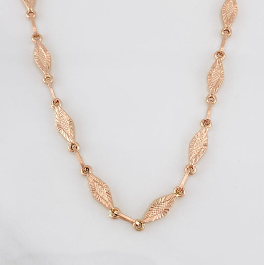 Cadena Rustica Eslabón 9.1g / 60cm / 4.37mm Oro Rosa 18K