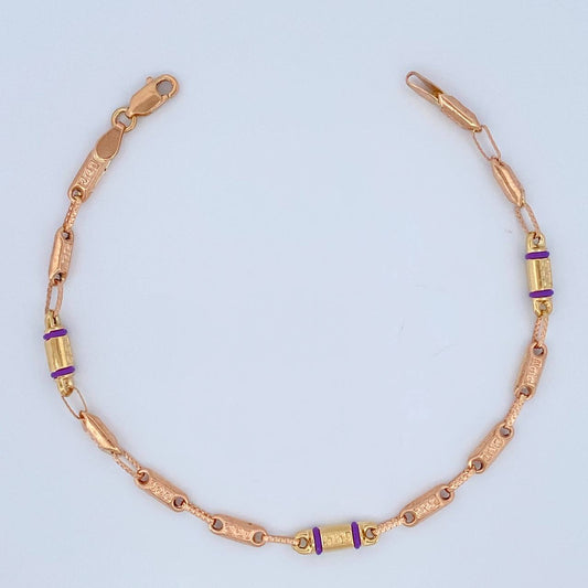 Pulso Rustica Tribal 4gr / 21cm / 4mm Dos Oros Amarillo Rosado 18K $