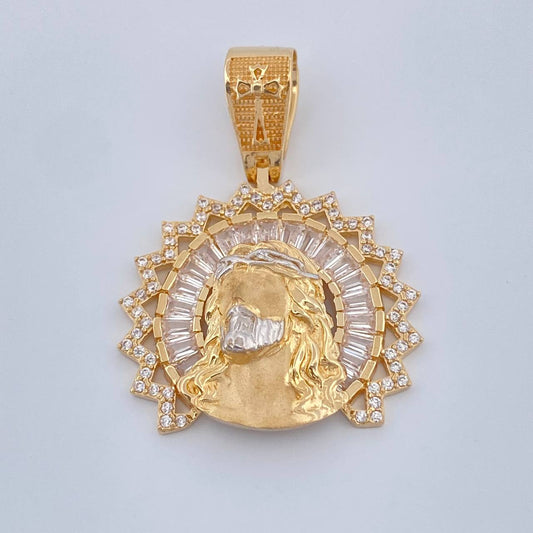 Dije Rostro Cristo 7.8gr / 3.5cm / Dos Oros Amarillo Blanco 18K &