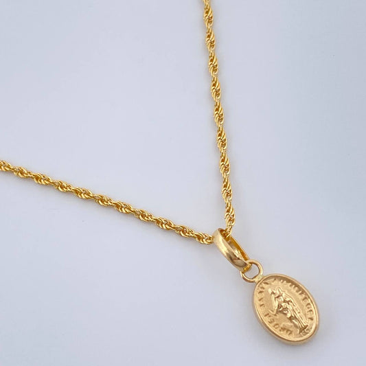 Set Cadena y Dije Lazo + Virgen Maria Auxiliadora 1.2gr / 40cm / Oro Amarillo 18K (Oferta) $