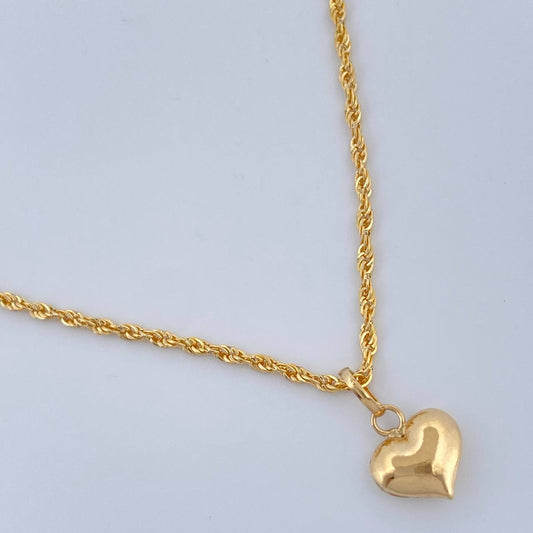 Set Cadena y Dije Lazo + Corazon 1.35gr / 40cm / Oro Amarillo 18K (Oferta) $