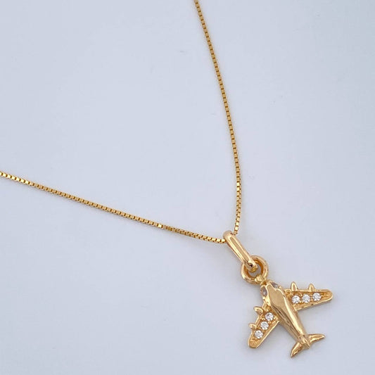 Set Cadena y Dije Veneciana + Avion 1.8gr / 40cm / Oro Amarillo 18K (Oferta) $