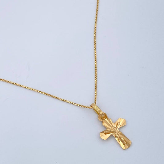 Set Cadena y Dije Veneciana + Cruz Cristo 1.35gr / 40cm / Oro Amarillo 18K (Oferta) $