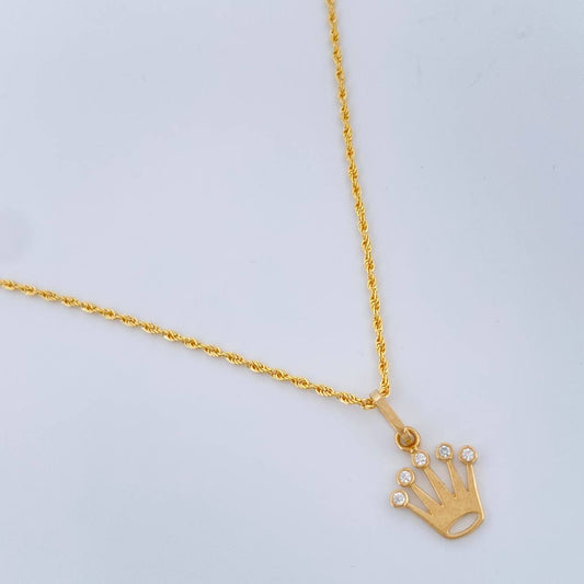 Set Cadena y Dije Lazo + Corona Rx 1.65gr / 45cm / Oro Amarillo 18K (Oferta) $
