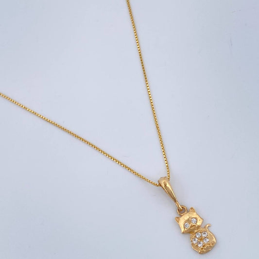 Set Cadena y Dije Veneciana + Gato 1.5gr / 45.7cm / Oro Amarillo 18K (Oferta) $