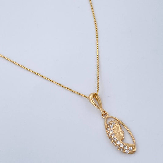 Set Cadena y Dije Veneciana + Virgen Maria 1.7gr / 44.5cm / Oro Amarillo 18K (Oferta) $