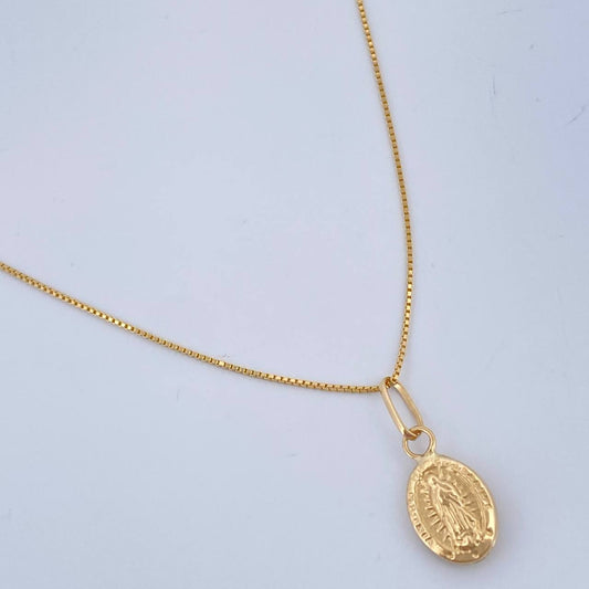 Set Cadena y Dije Veneciana + Virgen De Guadalupe 1.3gr / 45.2cm / Oro Amarillo 18K (Oferta) $