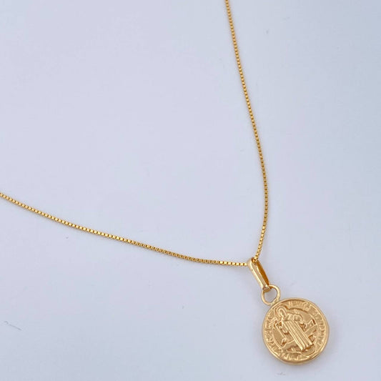 Set Cadena y Dije Veneciana + San Benito 1.4gr / 45.1cm / Oro Amarillo 18K (Oferta) $