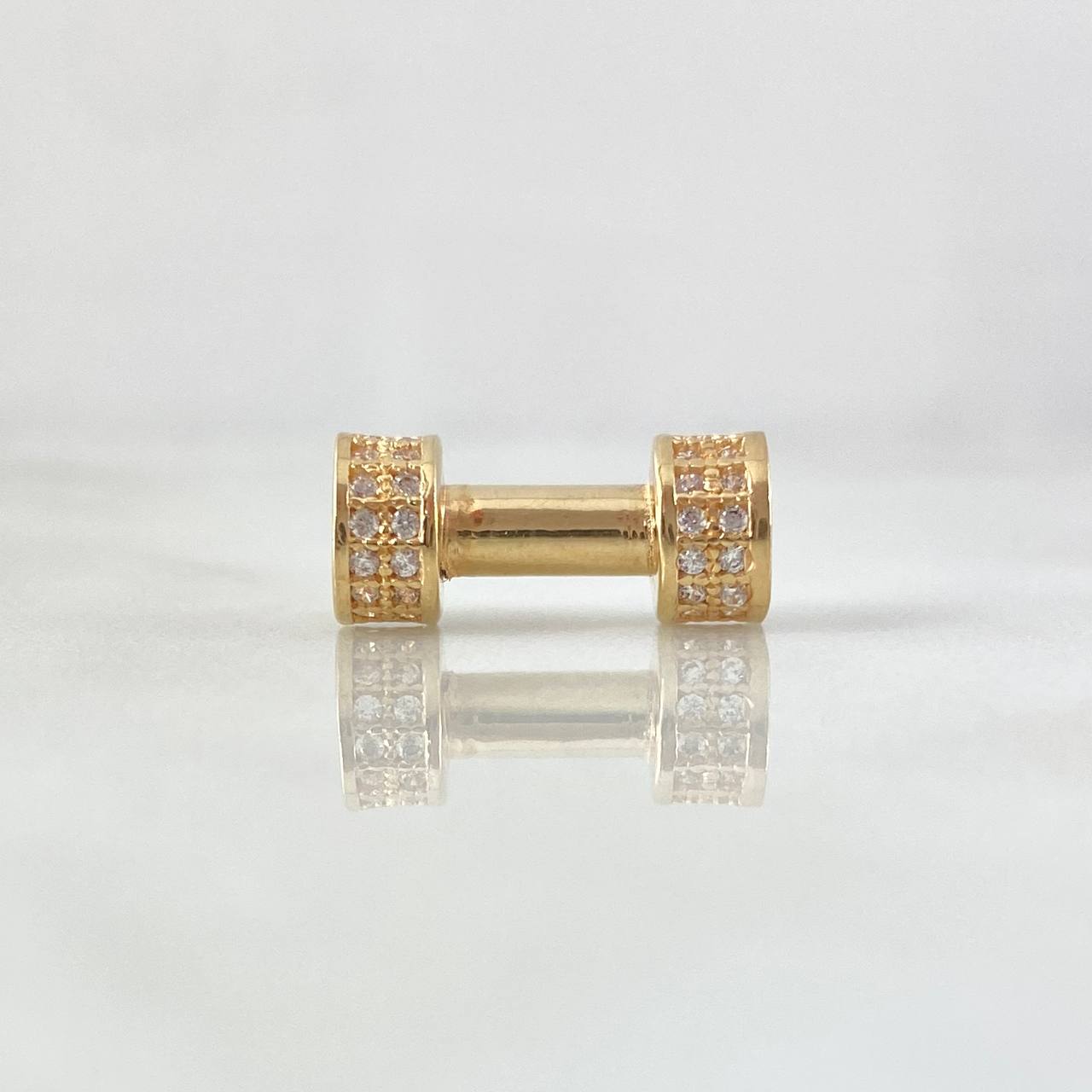 Herraje Cilindro Rustico Mancuerna 2.2gr / 1.5cm / Circones Blancos Oro Amarillo 18K Herraje Cilindro Rustico Mancuerna 2.2gr / 1.5cm / Circones Blancos Oro Amarillo 18K