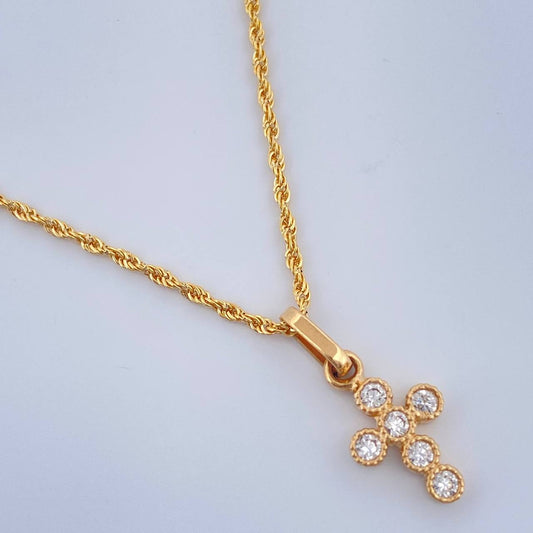 Set Cadena y Dije Lazo + Cruz 1.55gr / 45cm / 1mm Oro Amarillo 18K (Oferta) %