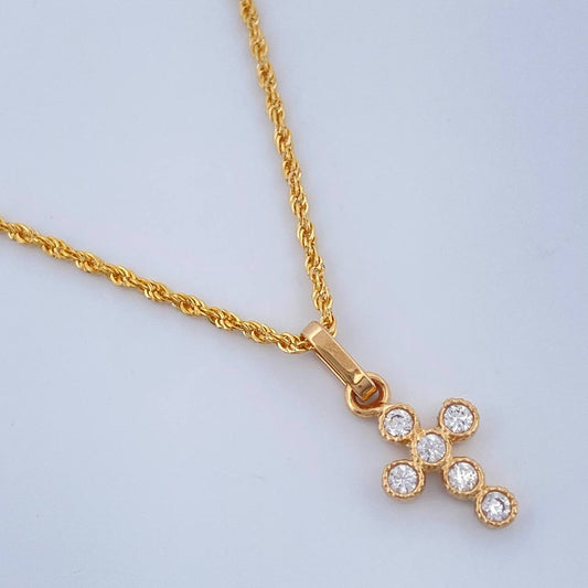 Set Cadena y Dije Lazo + Cruz 1.55gr / 45cm / 1.15mm Oro Amarillo 18K (Oferta) &