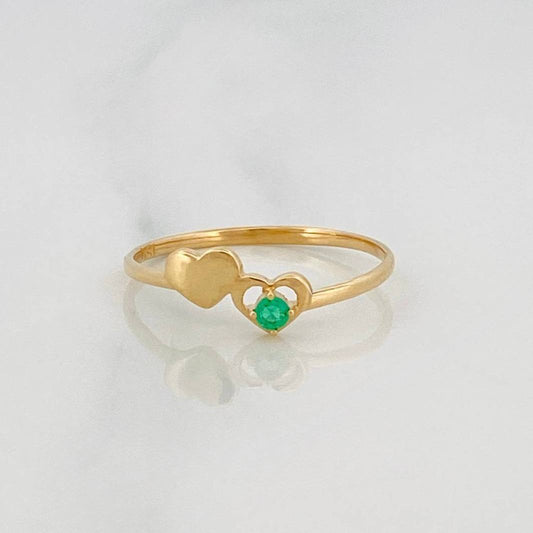 Anillo Corazones Esmeralda 0.1pts 1.1g / T7 Oro Amarillo 18K