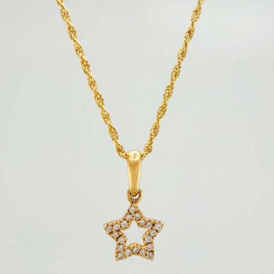 Set Cadena Lazo + Dije Silueta Estrella / 1.7gr / 50 cm Oro Amarillo 18K