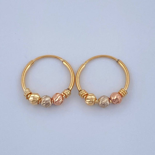 Candongas Trio 1.1gr / 1.5cm / Tres Oros  18K &