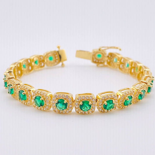 Pulso Tenis Halo Cubico 19gr / 17cm / 7.2mm Oro Amarillo 18K ©