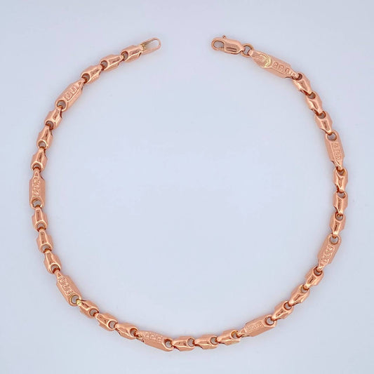 Pulso Rustico Tribal 5.85gr / 21cm / 3.6mm Oro Rosa 18K %