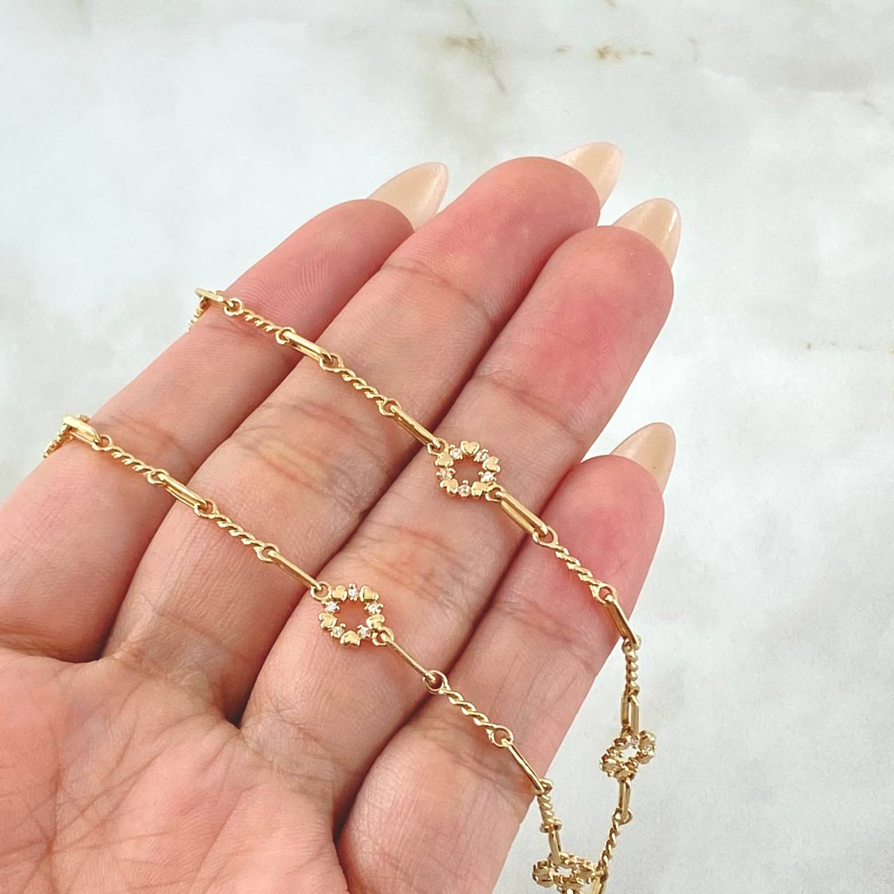 Cadena Cajón Espiral Corazones 10gr / 50cm / Oro Amarillo 18K © Cadena Cajón Espiral Corazones 10gr / 50cm / Oro Amarillo 18K ©