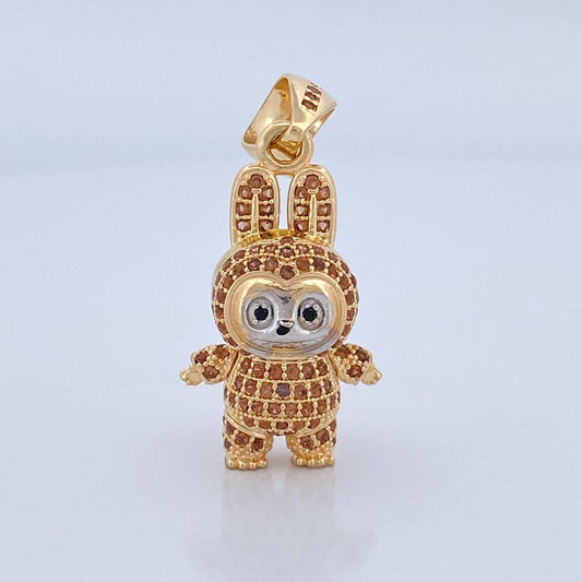 Dije Conejo Sonriente 6.3gr / 3.5cm / Dos Oros Amarillo Blanco 18K &