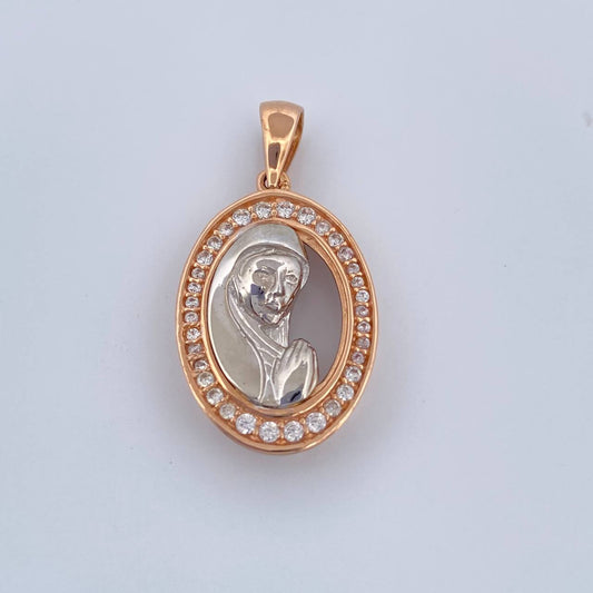 Dije Virgen Maria 3.6gr / 2.7cm / Dos Oros Blanco Rosa 18K %
